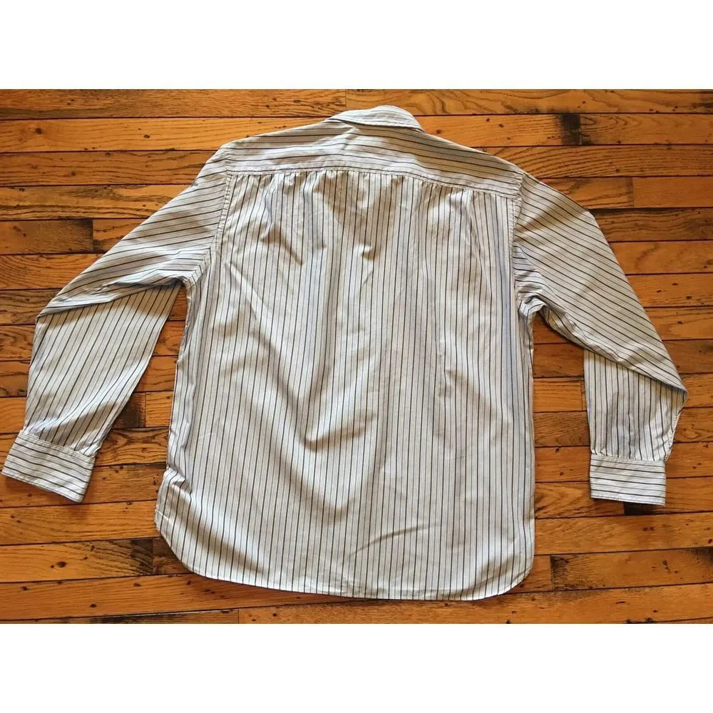 J. Crew Blue Striped Men's Dress Shirt Oxford Size 16-16‎ 1/2 2 Ply